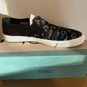 Toms Baja Black Glow in the Dark Dino Sketches Print - Size 8 Men